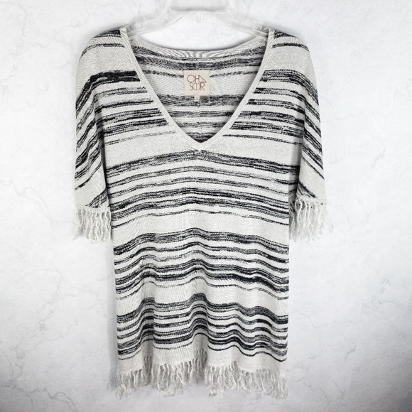 [Chaser] Fringed Linen V Neck Dress - Picture 2 of 8